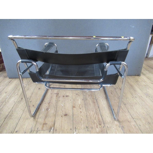 41 - A Bauhaus style leather and chrome armchair