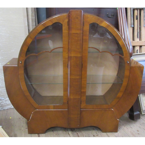 45 - An Art Deco display cabinet, height 49.5ins, width 53ins, depth 12ins