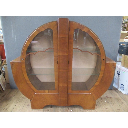 45 - An Art Deco display cabinet, height 49.5ins, width 53ins, depth 12ins