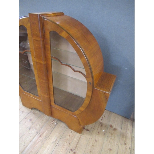 45 - An Art Deco display cabinet, height 49.5ins, width 53ins, depth 12ins