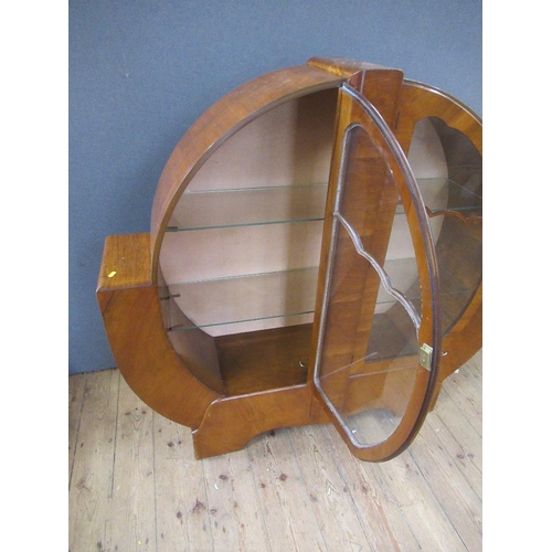 45 - An Art Deco display cabinet, height 49.5ins, width 53ins, depth 12ins