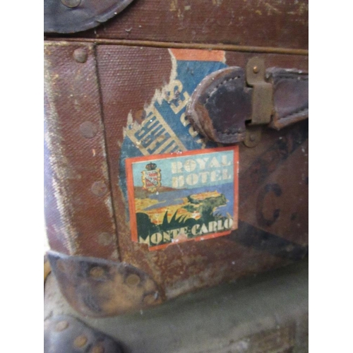 51 - A collection of vintage leather baggage, including, including trunks, suitcases ,holdalls etc, some ... 