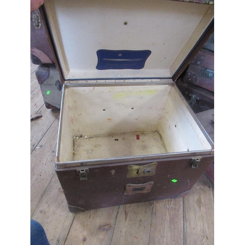 51 - A collection of vintage leather baggage, including, including trunks, suitcases ,holdalls etc, some ... 