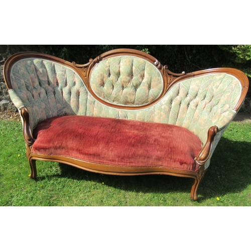 68 - A 19th century showwood spoon back settee