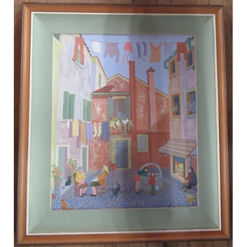 80 - A Cotterell, oil on board, Burano, 23ins x 19ins, together with Robin Tomkinson, watercolour, 'Encha... 