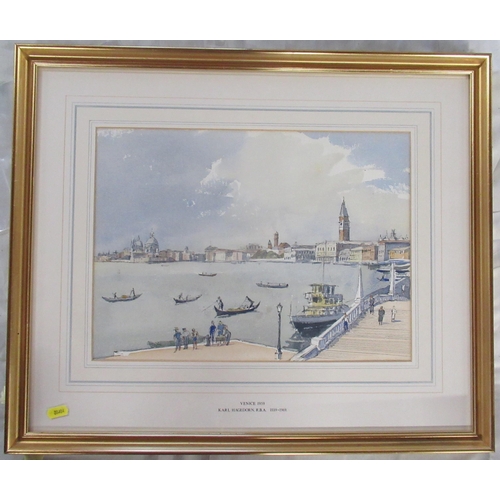 87 - Karl Hagedorn, watercolour, Venice 1959, 12ins x 16ins, together with another watercolour of an Ital... 