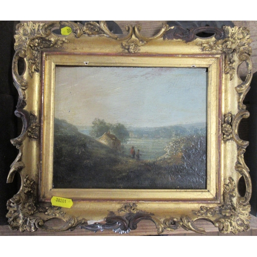 98 - A 19th century oil on board, landscape, 7ins x 7.5ins