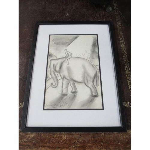 bears-signature-laura-knight-pencil-sketch-elephant-in-the-circus