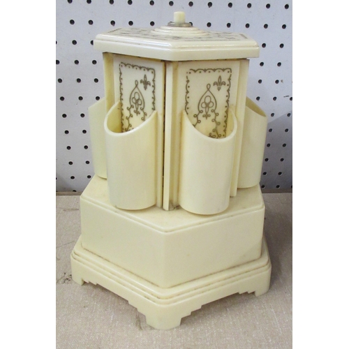 bakelite musical cigarette dispenser Music Carousel Selcol Lipstick Holder With REUGE Music Box Collectible Cigarette Storage Made in England Vintage Selcol Bakelite Musical Carousel,