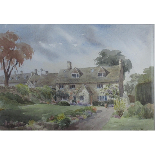 108 - J Lindon-Morris, watercolour, Wren Cottage Donnington, 11ins x 16ins, together with two Albert Namat... 