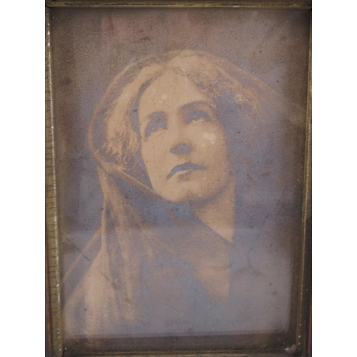 146 - A 19th century photograph, of a woman in pre-Raphaelite style dress, in a pine frame