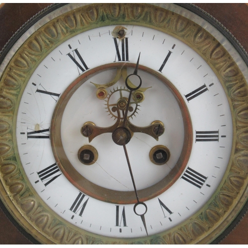 186 - A 19th century mahogany cased mantel clock, with striking movement, height 12.5ins