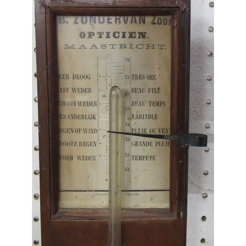 187 - A stick barometer, in mahogany case, by Zundervan of Maastricht, af