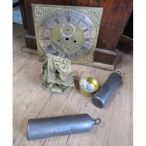 188 - S Whalley Manchester, an Antique oak cased long case clock, with brass square dial and silvered chap... 