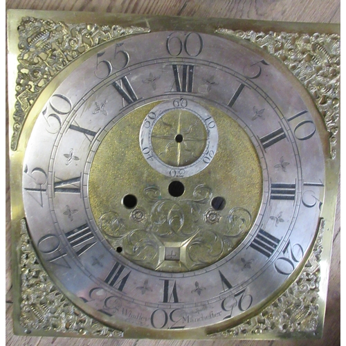 188 - S Whalley Manchester, an Antique oak cased long case clock, with brass square dial and silvered chap... 