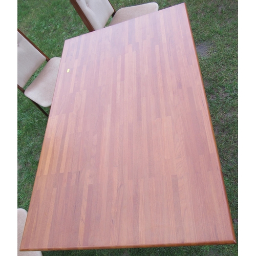 19 - A mid century dining table, and four dining chair, table 48ins x 29.5ins, height 29ins