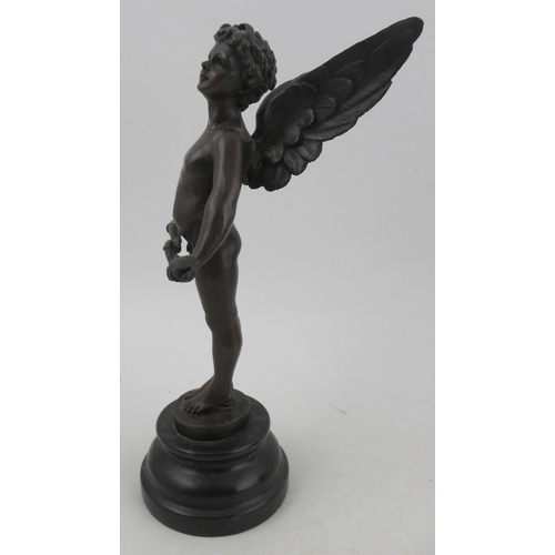 200 - A bronze model, of a standing cherub, signed A. Moreau to the bronze section of the base and stamped... 