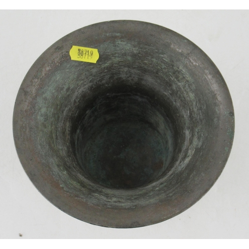 201 - A Georgian bronze mortar, with everted rim and ogee foot