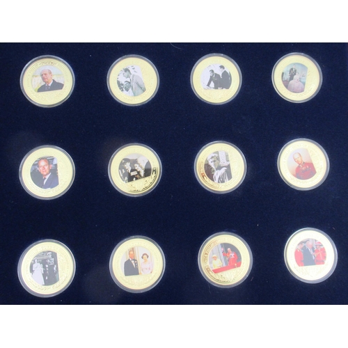 236 - Three cased enamel and gilt coin sets, together with other commemorative coins