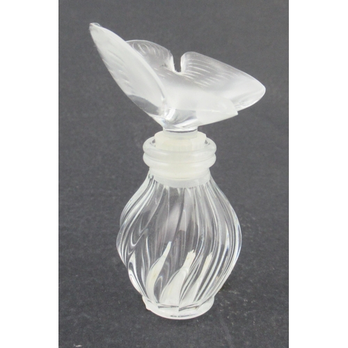 243 - A modern Lalique small perfume bottle, with bird stopper, height 3ins