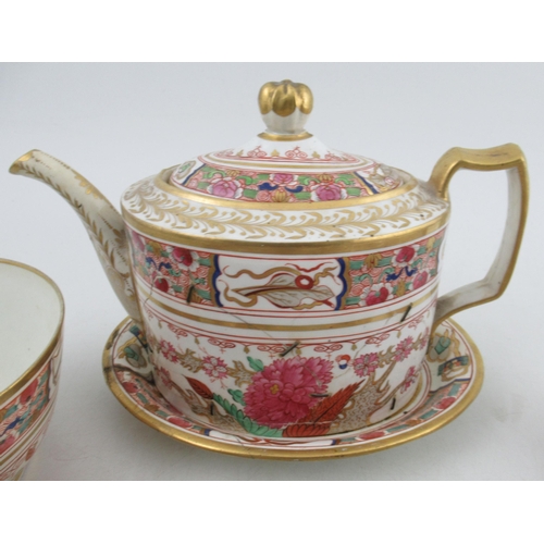 249 - An early 19th century English porcelain, possible Spode tea and coffee service, decorated in colours... 