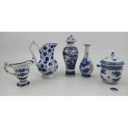 267 - A Chinese baluster vase, together with a covered vase, a cream jug, a covered sugar bowl, all damage... 