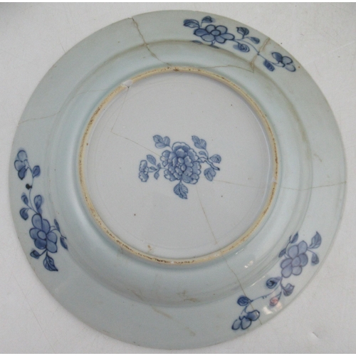 268 - Eleven Chinese porcelain soup dishes and eight plates, decorated with figures to a floral boarder, t... 