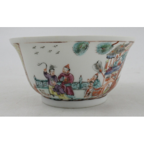 271 - A Chinese porcelain bowl and a saucer, decorated with figures in landscape, diameter 4.5ins of both,... 