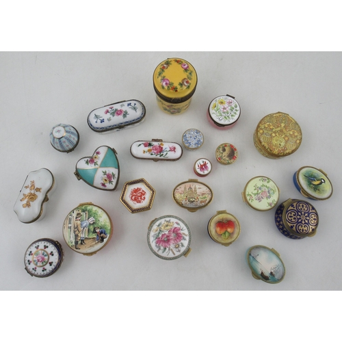 279 - A collection of porcelain and enamel trinket boxes, all 20th century