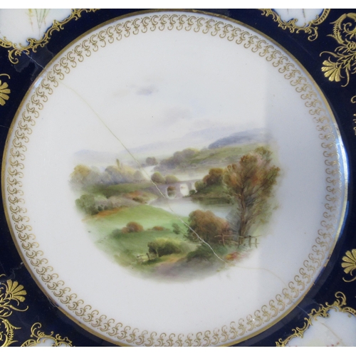 289 - A set of four 19th century Royal Worcester plates, and matching dish, all decorated with different l... 