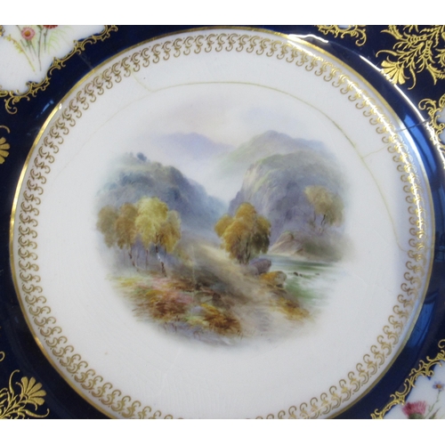 289 - A set of four 19th century Royal Worcester plates, and matching dish, all decorated with different l... 