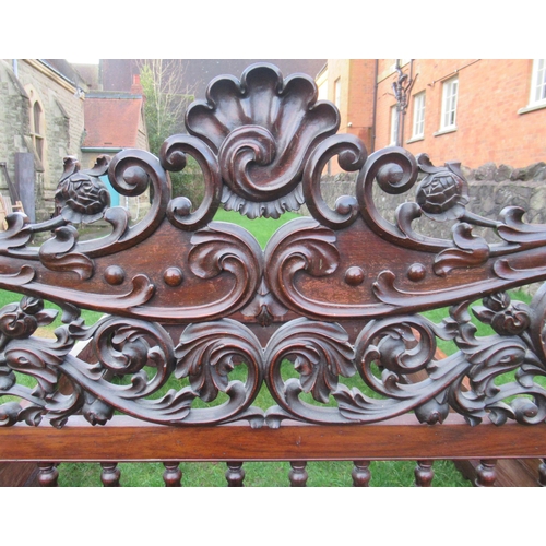 3 - An Antique carved rosewood double bed, carved with thistles and scrolls, width 66ins, length 84ins, ... 