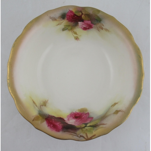 305 - A Royal Worcester bowl, decorated with roses by Blake, diameter 11ins, height 4ins