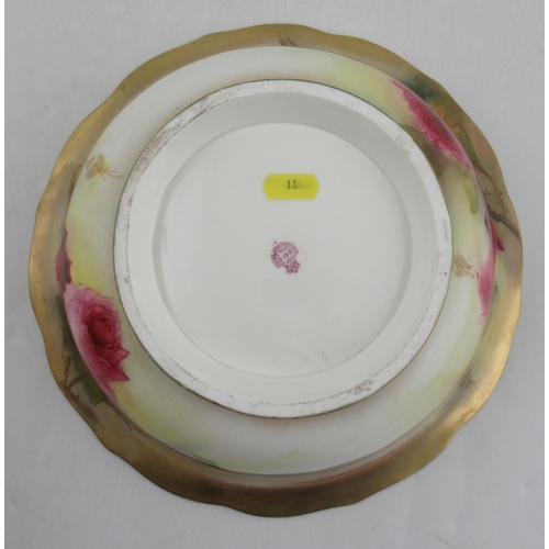 305 - A Royal Worcester bowl, decorated with roses by Blake, diameter 11ins, height 4ins