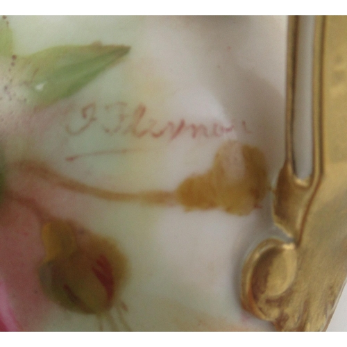 348 - A Royal Worcester vase, decorated with roses by Flexman, shape No H247, height 7ins, together with a... 