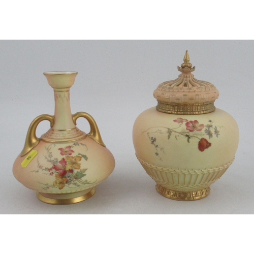 349 - A Royal Worcester blush ivory crown top pot pourri, with associated inner cover and restored cover, ... 