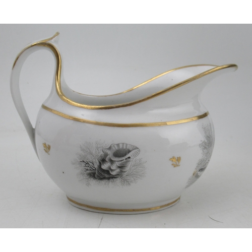 403 - A Worcester gravy boat, decorated with printed shells with gilt banding, height 5.5ins