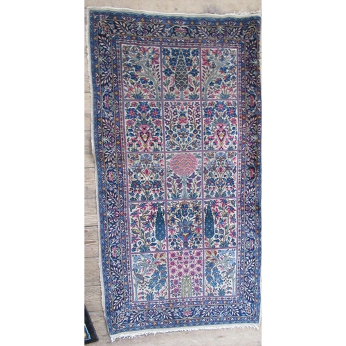 60 - A Kabistan Eastern design rug, decorated in blue and orange with repeating symbols, 39ins x 68ins, t... 