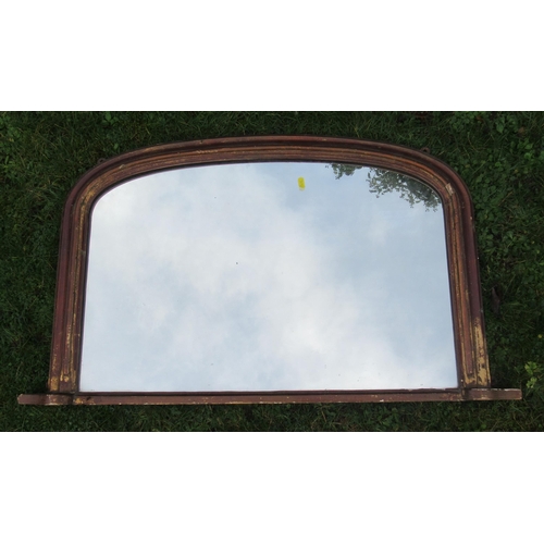 72 - A D shaped over mantel mirror, with gilded frame, 23ins x 36ins