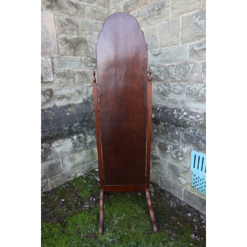 69 - A mahogany framed cheval mirror, height 61ins