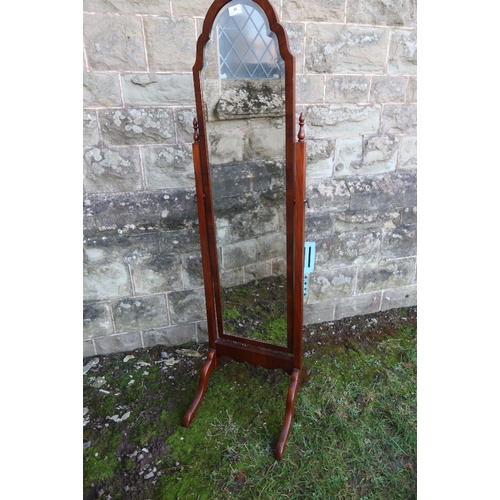 69 - A mahogany framed cheval mirror, height 61ins