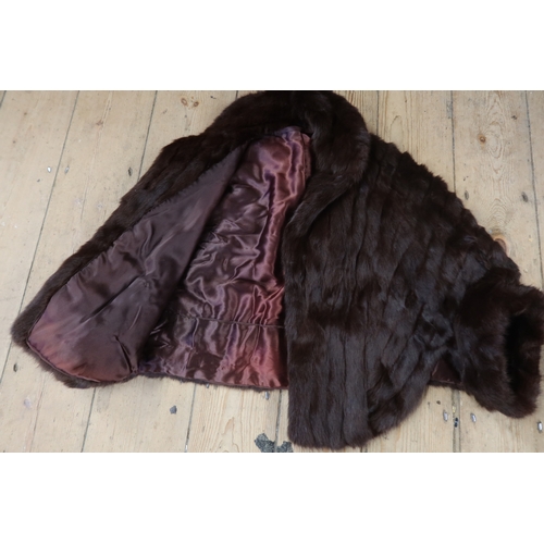 136 - A vintage fur coat and a fur stole