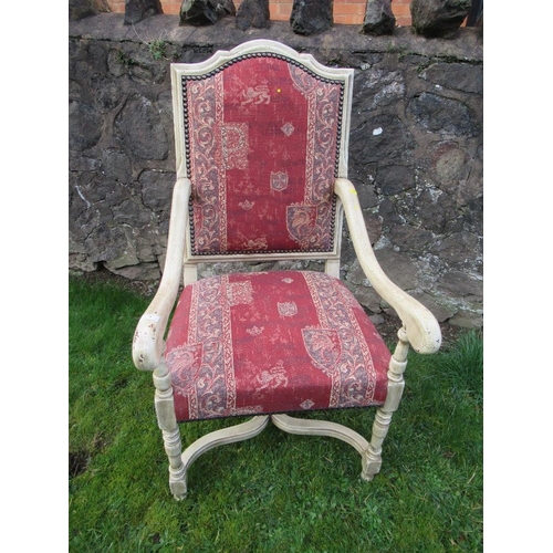 1 - An open arm chair with upholstered seat and back