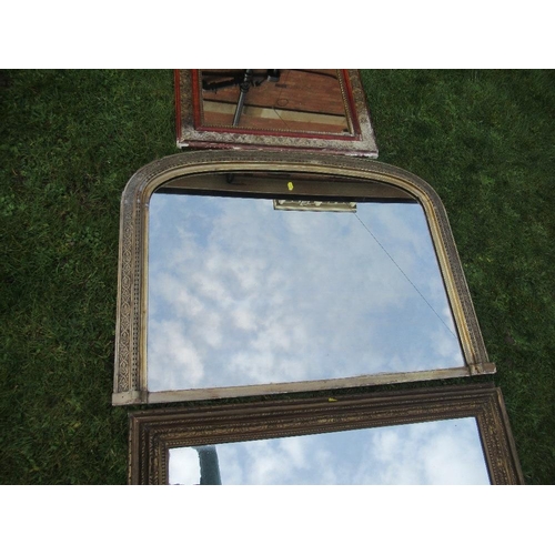 10 - Two over mantle mirrors together with another, 40ins x 30ins, 32ins x 45ins, 35ins x 43ins