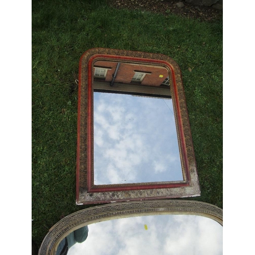 10 - Two over mantle mirrors together with another, 40ins x 30ins, 32ins x 45ins, 35ins x 43ins