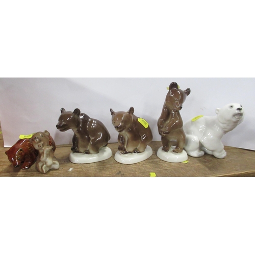 149 - Four USSR models, of brown bears, together with one of a polar bear and another bear model