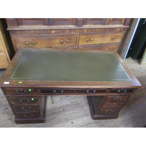 15 - A twin pedestal desk  width 54ins, width 54ins,depth 28ins, height 30ins