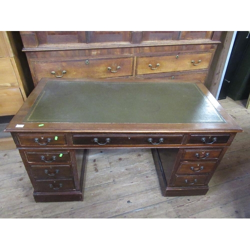 15 - A twin pedestal desk  width 54ins, width 54ins,depth 28ins, height 30ins