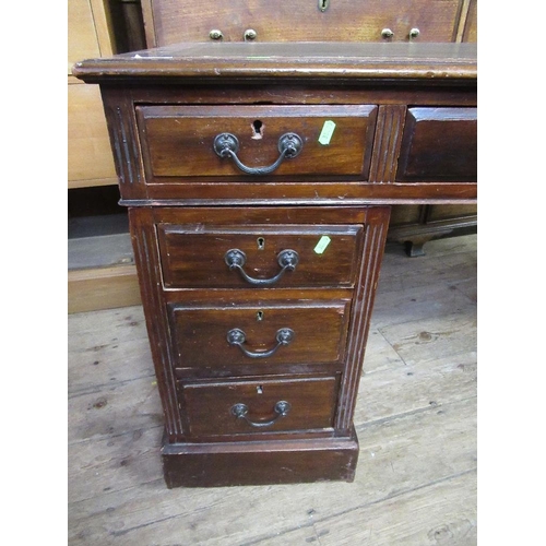 15 - A twin pedestal desk  width 54ins, width 54ins,depth 28ins, height 30ins