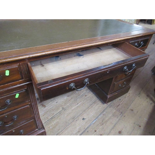 15 - A twin pedestal desk  width 54ins, width 54ins,depth 28ins, height 30ins